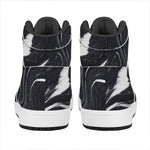 Black White Liquid Marble Print High Top Leather Sneakers