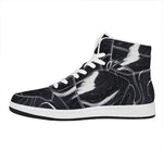Black White Liquid Marble Print High Top Leather Sneakers