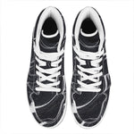 Black White Liquid Marble Print High Top Leather Sneakers