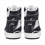 Black White Liquid Marble Print High Top Leather Sneakers