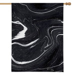Black White Liquid Marble Print House Flag