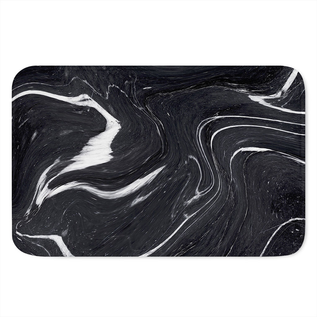 Black White Liquid Marble Print Indoor Door Mat