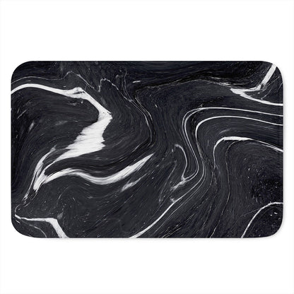 Black White Liquid Marble Print Indoor Door Mat