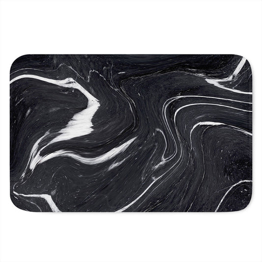 Black White Liquid Marble Print Indoor Door Mat
