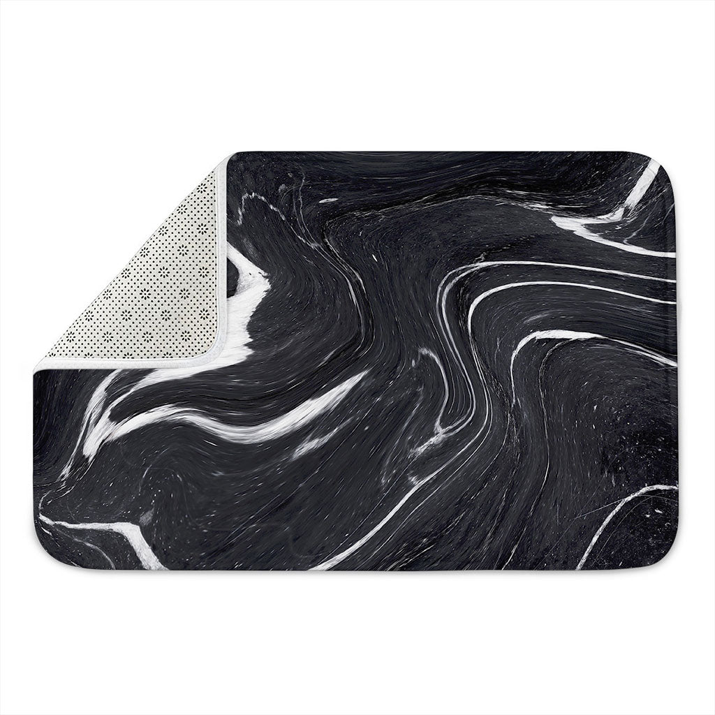 Black White Liquid Marble Print Indoor Door Mat