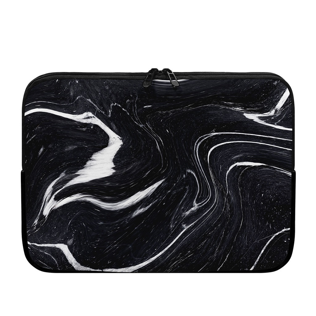 Black White Liquid Marble Print Laptop Sleeve