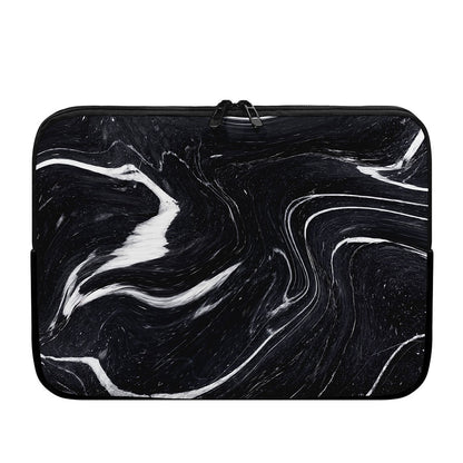 Black White Liquid Marble Print Laptop Sleeve