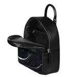 Black White Liquid Marble Print Leather Backpack