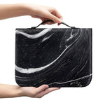 Black White Liquid Marble Print Leather Bible Cover