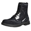 Black White Liquid Marble Print Lace-Up Boots