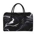 Black White Liquid Marble Print Leather Duffel Bag