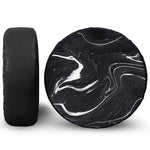 Black White Liquid Marble Print Leather Spare Tire Cover