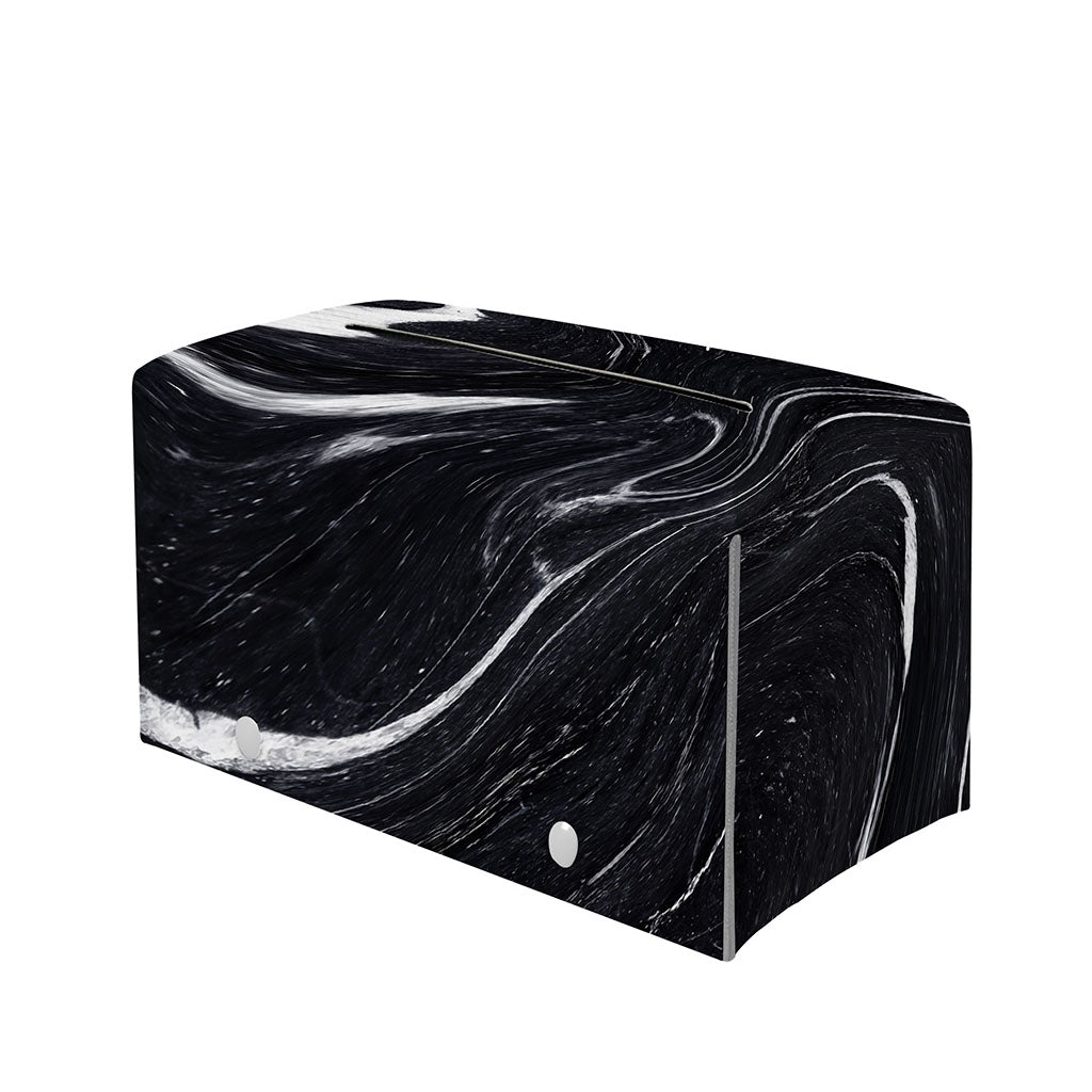Black White Liquid Marble Print Leather Tissue Box Cover