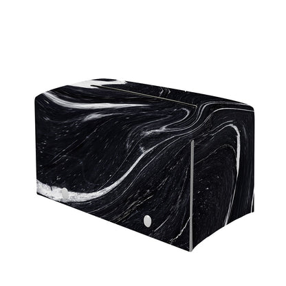 Black White Liquid Marble Print Leather Tissue Box Cover
