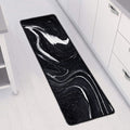 Black White Liquid Marble Print Long Kitchen Mat