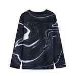 Black White Liquid Marble Print Long Sleeve Short Coat