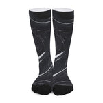 Black White Liquid Marble Print Long Socks