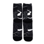 Black White Liquid Marble Print Long Socks