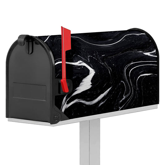 Black White Liquid Marble Print Mailbox Cover