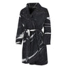 Black White Liquid Marble Print Men's Bathrobe