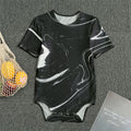 Black White Liquid Marble Print Men's Bodysuit