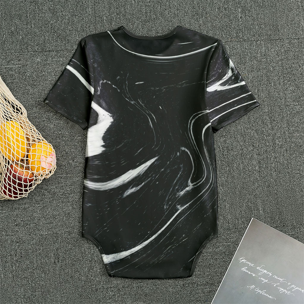Black White Liquid Marble Print Men's Bodysuit
