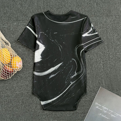 Black White Liquid Marble Print Men's Bodysuit