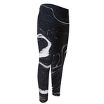 Black White Liquid Marble Print Men's Compression Pants