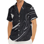 Black White Liquid Marble Print Men's Deep V-Neck Shirt