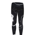 Black White Liquid Marble Print Men's Leggings