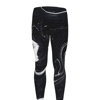 Black White Liquid Marble Print Men's leggings