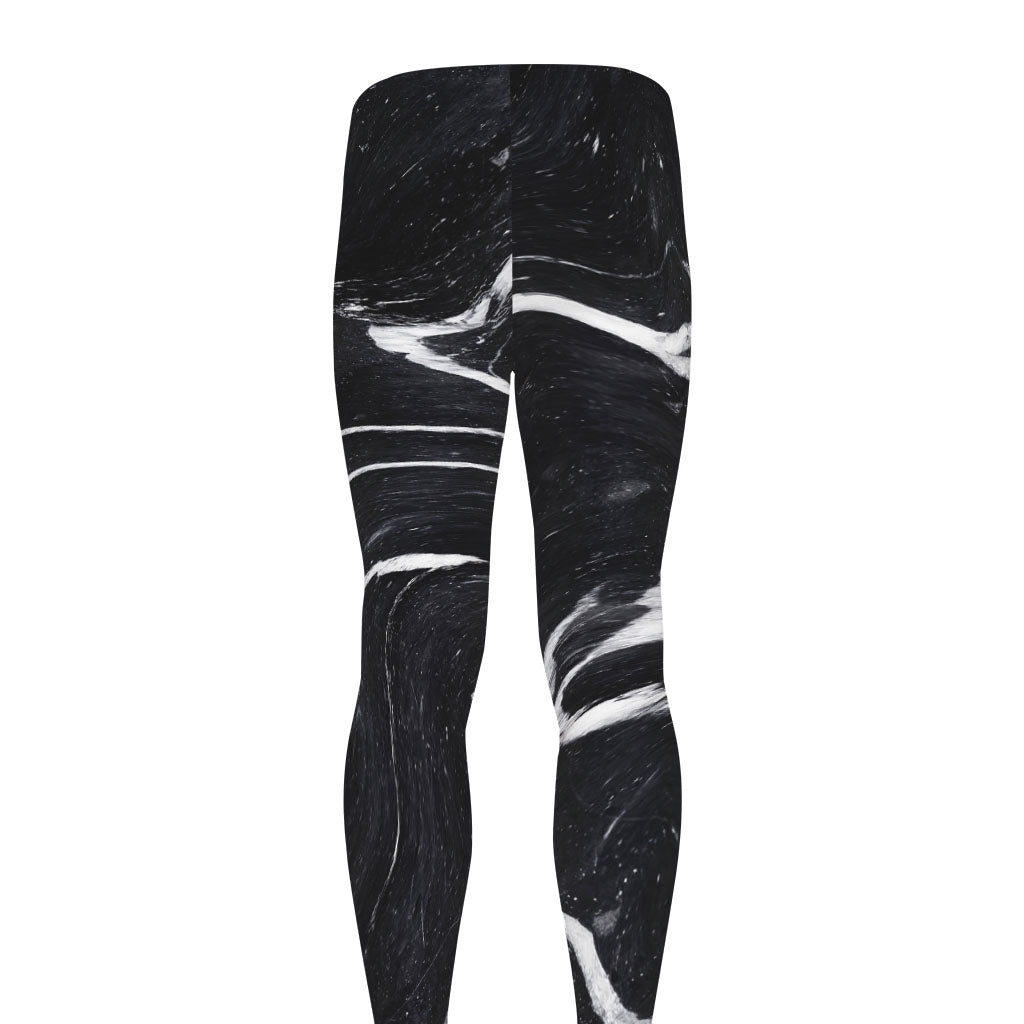 Black White Liquid Marble Print Men's leggings