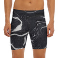 Black White Liquid Marble Print Men's Long Boxer Briefs