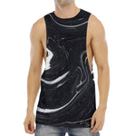Black White Liquid Marble Print Men's Muscle Tank Top