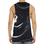 Black White Liquid Marble Print Men's Muscle Tank Top