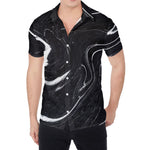 Black White Liquid Marble Print Men's Shirt