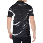 Black White Liquid Marble Print Men's Shirt