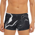 Black White Liquid Marble Print Men's Short Boxer Briefs