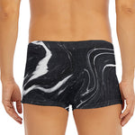 Black White Liquid Marble Print Men's Short Boxer Briefs