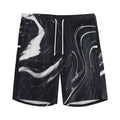 Black White Liquid Marble Print Men's Athletic Shorts
