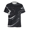 Black White Liquid Marble Print Men's Athletic T-Shirt
