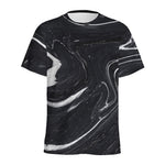 Black White Liquid Marble Print Men's Sports T-Shirt