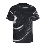 Black White Liquid Marble Print Men's Sports T-Shirt