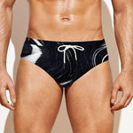 Black White Liquid Marble Print Men's Swim Briefs