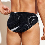 Black White Liquid Marble Print Men's Swim Briefs