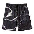 Black White Liquid Marble Print Men's Swim Trunks