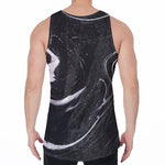 Black White Liquid Marble Print Men's Velvet Tank Top