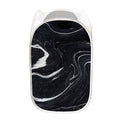 Black White Liquid Marble Print Mesh Laundry Hamper