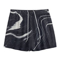 Black White Liquid Marble Print Mesh Shorts
