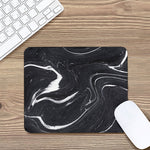 Black White Liquid Marble Print Mouse Pad